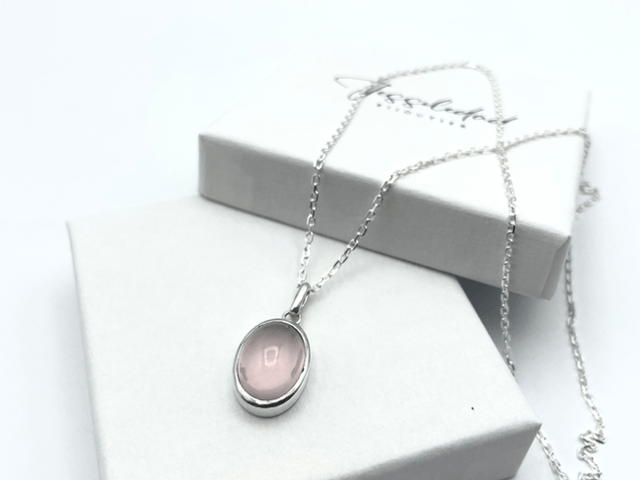 Parure bague et pendentif quartz rose