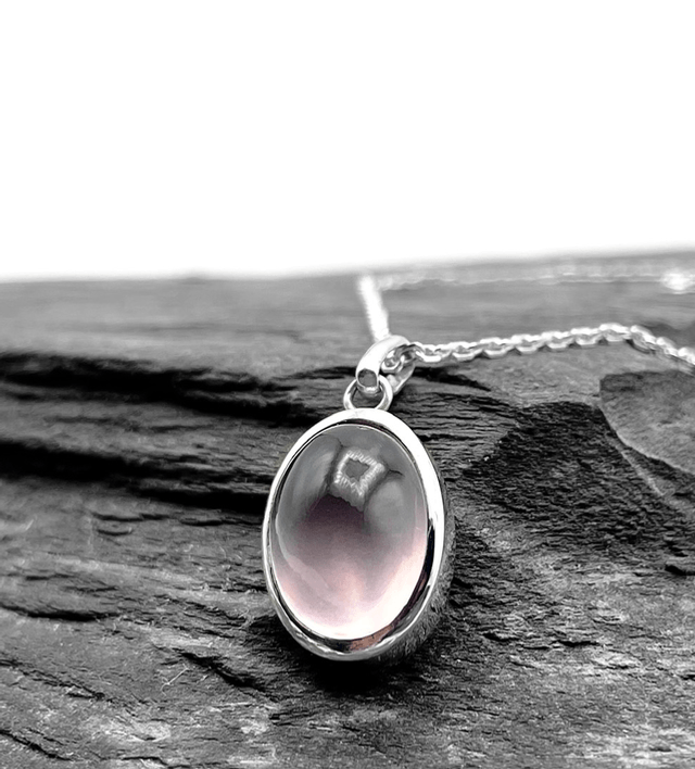 Parure bague et pendentif quartz rose