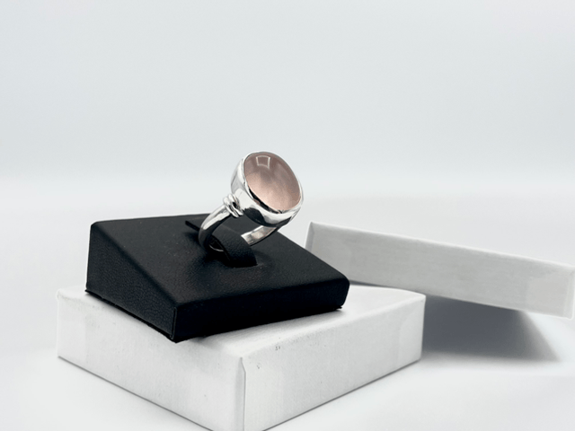 Parure bague et pendentif quartz rose